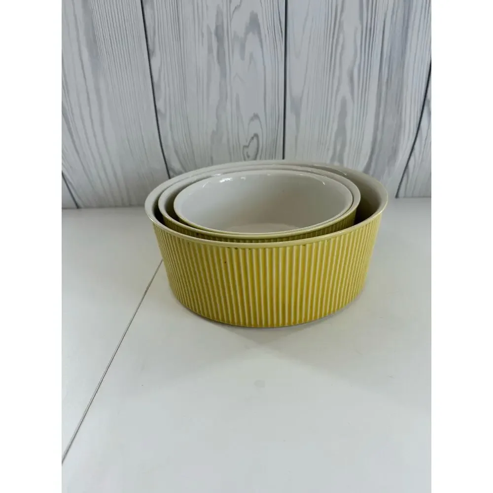 Vintage Villeroy & Boch Set of 3 MCM 50s/60s Nesting Casserole Bowls Yellow